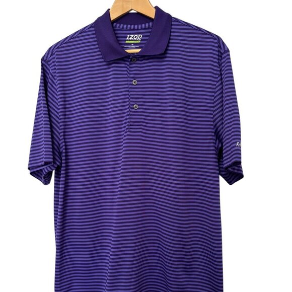 Izod Perform X Golf Polo Size Medium Purple Stripe - Picture 1 of 5
